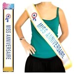 �charpe - miss - joyeux anniversaire - bleue - d�coration de f�te - mixte