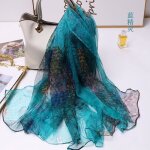 charpe en soie vitata - foulard carr femme 100x80cm - bleu - style fashion