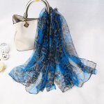 charpe en soie vitata - foulard carr femme 100x80cm - bleu - style fashion