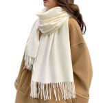 charpe unisexescharpe femme et homme chaude dhiver couleur unieecharpe femme  franges taille 200 x ...