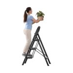 �chelle pliante - flasidu � - stabilit� du triangle - charge maximale 150kg - 3 marches - noir - 55 * ...