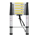Echelle télescopique aluminium 11 marches h32 m avec barre stabilisatrice Echelle télescopique aluminium 11 marches h32 m avec barre stabilisatrice