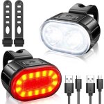 Eclairage velo a led puissant kit - folaya - lumiere velo ensemble - ipx5 etanche - batterie rechargeable ...
