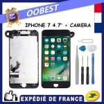 Ecran complet iphone 7 noir vitre tactile + lcd sur chassis + outils