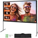 cran de projection sur pied - vevor - toile de projection sur trpied portable 100 pouces 16:9 pour ...