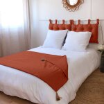 Edredon panama avec pompons en jute brique 90x190 cm