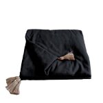 Edredon panama avec pompons en jute noir 90x190 cm