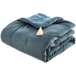 �dredon en velours bleu - l. 80 x l. 180 cm