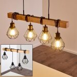 Suspension luminaire - hofstein - townshend 5 - design vintage - 4 lampes - acier noir et bois