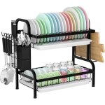 Egoutoire vaisselle cuisine 2 tages egouttoir vaisselle avec gouttoir et support pour couverts antirouille ...