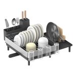 gouttoir  couverts - songmics - extensible - inox - bec tournant - argent et noir