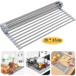 �gouttoir grille s�chage wovte en acier inoxydable plat de passoire bac �gouttoir 30 * 43cm gris