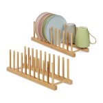 Relaxdays �gouttoir pour la vaisselle en lot de 2 accueillant 10�assiettes ou couvercles chacun bambou ...