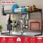 Égouttoir à vaisselle couverts cuisine rangement inox au dessus du lavabo 85cm double évier Égouttoir à vaisselle couverts cuisine rangement inox au dessus du lavabo 85cm double évier