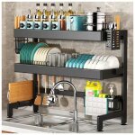 gouttoir  vaisselleegoutoire vaisselle cuisine  3 niveaux en inox avec porte - ustensilessupport pour ...