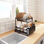 �gouttoir � vaisselle - ohmg - 2 niveaux - acier carbone - noir