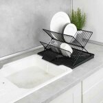 �gouttoir vaisselle - wenko - nelia - noir - repliable - tapis d�gouttage inclus