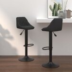 El�gance tabourets de bar - uu - lot de 2 noir velours 46x44x(82 - 103)cm 68309