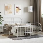 Elegant 140 x 190 cm cadre de lit adulte mtal avec tte de lit - pied de lit blanc 140x190cm 2315 kg ...