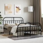 Elegant 140 x 190 cm cadre de lit adulte m�tal avec t�te de lit - pied de lit noir 140x190 cm 2315 kg ...