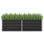 Elegant bac a fleur - lit sur�lev� de jardin anthracite 160x40x45 cm acier galvanis�bonne vie87559 - ...