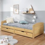 Elegant lit adulte - lit de jour avec 2 tiroirs irun 90x200 cm bois de pin massif 327 kg