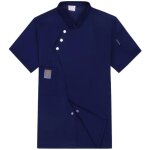 �l�gante veste de chef � manches courtes - con�ue pour la performance et le confort en cuisine bleu