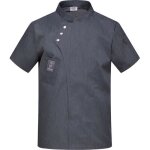 �l�gante veste de chef � manches courtes - con�ue pour la performance et le confort en cuisine gris