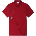 �l�gante veste de chef � manches courtes - con�ue pour la performance et le confort en cuisine rouge