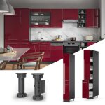 Meuble haute de cuisine fame - line 30cm rouge bordeaux haute brillance anthracite vicco