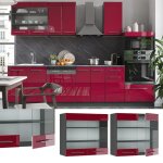 Armoire en verre fame - line 80cm rouge bordeaux haute brillance vicco