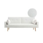 Elga - canapé droit 3 places scandinave convertible en tissu bouclette - blanc Elga - canapé droit 3 places scandinave convertible en tissu bouclette - blanc
