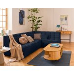Ellie - canap modulable dangle rversible 4 places en velours textur - bleu marine