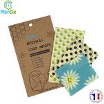 Emballage alimentaire en coton bio certifi� gots et cire dabeille lot de 3 tailles sml bee wrap lavable ...