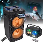 Pack enceinte karaoke portable 1000w mooving magic - sound1000 usb bluetooth - 4 micros sans fil - pied ...