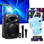 Enceinte active dj - ibiza sound - port10vhf - bt - 500w - bluetooth - 2 mini derby kolor rgbw