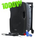Enceinte autonome gemini as 10 togo sur batterie avec micro 1000 watts usb / bt / aux / sd