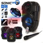 Enceinte autonome portable - mydj - mydj sonic08 - 400w (200w rms) - boomer 20 cm - led rvb pilotables ...