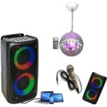 Enceinte bluetooth portable party leo - 250 sur batterie - micro - jeu de lumire astro - ball8