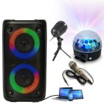 Enceinte enfant karaoke boum usb bluetooth party leo - 250 portable led - micro - 2 jeux de lumire