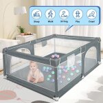 Enceinte de jeux pour enfants - ohmg - barri�re de s�curit� int�rieure - gris - tissu oxford - 120 * ...