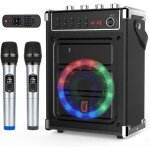 Enceinte karaok - jyx - avec 2 microphones sans fil - effet color et joyeux - blanc