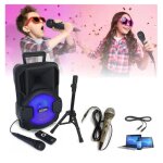 Enceinte karaoke mobile enfant party mobile8 - usb / bluetooth - micro sd - 2 micros - pied - tlecommande ...