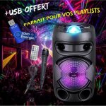 Enceinte mobile avec batterie int�gr�e novalley ka02 bowl - 400w usb tws radio fm karaok� enfant lumineux ...