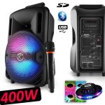 Enceinte mobile - mydj djoon08 - party karaok dj sono pa batterie 8 400w  leds rvb usb / sd / bt + ...