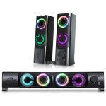 Enceintes pc 2. 0 - 6w rms - modulable en une barre de son - rtroclairage rgb - alimentation usb