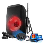 Enceinte sono dj boomer 15 � led - 2000w usb sd bluetooth tws fm pied c�ble pc ordi smartphone light ...