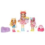 Enchantimals - coffret la famille de carmel chat - mini poupe - 4 ans et +