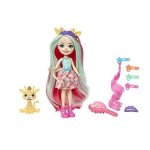 Poupe enchantimals - enchantimals - gillian giraffe - 15 cm - 3 poupes - accessoires de coiffure