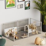Enclos lapin intrieur parc pour petits animaux rongeur chiot cochon dinde - 6 panneaux - 124x63x40cm ...
